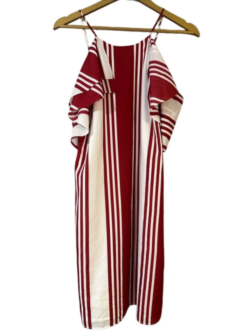 Banana Republic Red White Stripe Cold Shoulder Midi Dress Size 4
